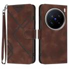 For vivo X200 Pro Line Pattern Skin Feel Leather Phone Case(Coffee) - 1