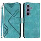 For Samsung Galaxy S25 5G Line Pattern Skin Feel Leather Phone Case(Light Blue) - 1