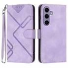 For Samsung Galaxy S25 5G Line Pattern Skin Feel Leather Phone Case(Light Purple) - 1