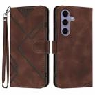 For Samsung Galaxy S25 5G Line Pattern Skin Feel Leather Phone Case(Coffee) - 1