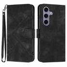 For Samsung Galaxy S25 5G Line Pattern Skin Feel Leather Phone Case(Black) - 1