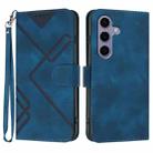 For Samsung Galaxy S25 5G Line Pattern Skin Feel Leather Phone Case(Royal Blue) - 1