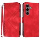 For Samsung Galaxy S25+ 5G Line Pattern Skin Feel Leather Phone Case(Red) - 1