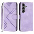 For Samsung Galaxy S25+ 5G Line Pattern Skin Feel Leather Phone Case(Light Purple) - 1