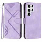 For Samsung Galaxy S25 Ultra 5G Line Pattern Skin Feel Leather Phone Case(Light Purple) - 1
