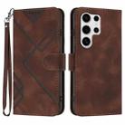For Samsung Galaxy S25 Ultra 5G Line Pattern Skin Feel Leather Phone Case(Coffee) - 1