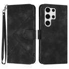 For Samsung Galaxy S25 Ultra 5G Line Pattern Skin Feel Leather Phone Case(Black) - 1