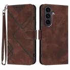 For Samsung Galaxy S25 FE 5G Line Pattern Skin Feel Leather Phone Case(Coffee) - 1