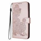 For Samsung Galaxy S25 Ultra 5G Datura Flower Embossed Flip Leather Phone Case(Rose Gold) - 3