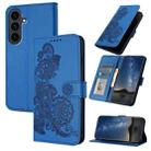 For Samsung Galaxy S25 FE 5G Datura Flower Embossed Flip Leather Phone Case(Blue) - 1