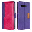 For Kyocera Digno SX4 5G Contrast Color Side Buckle Leather Phone Case(Purple + Rose Red) - 1