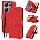 For Redmi Note 13 4G Global Fantasy Skin-feel Calfskin Texture Leather Phone Case(Red) - 1