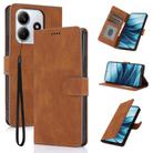 For Redmi Note 14 5G Fantasy Skin-feel Calfskin Texture Leather Phone Case(Brown) - 1