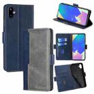 For Samsung Galaxy F06 5G Contrast Color Side Buckle Leather Phone Case(Blue + Grey) - 1