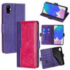 For Samsung Galaxy F06 5G Contrast Color Side Buckle Leather Phone Case(Purple + Rose Red) - 1