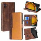 For Samsung Galaxy Xcover 7 Pro 5G Contrast Color Side Buckle Leather Phone Case(Dark Brown + Gold) - 1