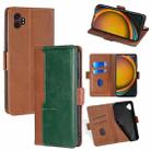 For Samsung Galaxy Xcover 7 Pro 5G Contrast Color Side Buckle Leather Phone Case(Light Brown + Green) - 1