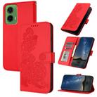 For Motorola Moto G35 Datura Flower Embossed Flip Leather Phone Case(Red) - 1