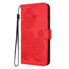 For Motorola Moto G35 Datura Flower Embossed Flip Leather Phone Case(Red) - 3