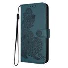 For Motorola Moto G35 Datura Flower Embossed Flip Leather Phone Case(Dark Green) - 3