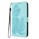 For Motorola Moto G55 Datura Flower Embossed Flip Leather Phone Case(Light Blue) - 3