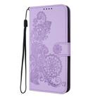For Motorola Moto G55 Datura Flower Embossed Flip Leather Phone Case(Purple) - 3