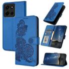 For Motorola Moto G 2025 Datura Flower Embossed Flip Leather Phone Case(Blue) - 1