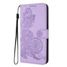 For Motorola Moto G 2025 Datura Flower Embossed Flip Leather Phone Case(Purple) - 3