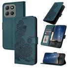 For Motorola Moto G15 Datura Flower Embossed Flip Leather Phone Case(Dark Green) - 1