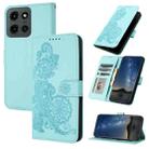 For Motorola Moto G Stylus 5G 2025 Datura Flower Embossed Flip Leather Phone Case(Light Blue) - 1