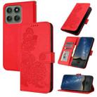 For Motorola Edge 60 Pro Datura Flower Embossed Flip Leather Phone Case(Red) - 1