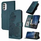 For Motorola Moto G52 Datura Flower Embossed Flip Leather Phone Case(Dark Green) - 1