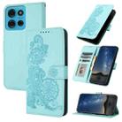 For Motorola Moto G75 5G Datura Flower Embossed Flip Leather Phone Case(Light Blue) - 1