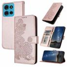 For Motorola Moto G75 5G Datura Flower Embossed Flip Leather Phone Case(Rose Gold) - 1