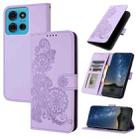 For Motorola Moto G75 5G Datura Flower Embossed Flip Leather Phone Case(Purple) - 1