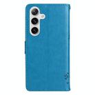 For Samsung Galaxy S25 / S24 5G Tree & Cat Embossed Pattern Flip Leather Phone Case(Blue) - 3