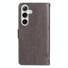 For Samsung Galaxy S25 / S24 5G Tree & Cat Embossed Pattern Flip Leather Phone Case(Grey) - 3