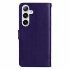 For Samsung Galaxy S25 / S24 5G Tree & Cat Embossed Pattern Flip Leather Phone Case(Purple) - 3