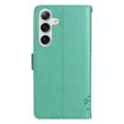 For Samsung Galaxy S25+ / S24+ 5G Tree & Cat Embossed Pattern Flip Leather Phone Case(Green) - 3