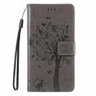 For Samsung Galaxy S25+ / S24+ 5G Tree & Cat Embossed Pattern Flip Leather Phone Case(Grey) - 2