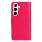 For Samsung Galaxy S25+ / S24+ 5G Tree & Cat Embossed Pattern Flip Leather Phone Case(Rose Red) - 3