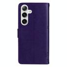 For Samsung Galaxy S25+ / S24+ 5G Tree & Cat Embossed Pattern Flip Leather Phone Case(Purple) - 3
