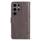 For Samsung Galaxy S25 Ultra 5G Tree & Cat Embossed Pattern Flip Leather Phone Case(Grey) - 3