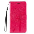 For Samsung Galaxy S25 Ultra 5G Tree & Cat Embossed Pattern Flip Leather Phone Case(Rose Red) - 2