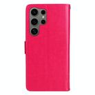 For Samsung Galaxy S25 Ultra 5G Tree & Cat Embossed Pattern Flip Leather Phone Case(Rose Red) - 3
