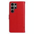 For Samsung Galaxy S25 Ultra 5G Tree & Cat Embossed Pattern Flip Leather Phone Case(Red) - 3