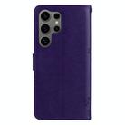For Samsung Galaxy S25 Ultra 5G Tree & Cat Embossed Pattern Flip Leather Phone Case(Purple) - 3