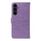 For Samsung Galaxy S25 FE 5G Tree & Cat Embossed Pattern Flip Leather Phone Case(Light Purple) - 3