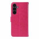 For Samsung Galaxy S25 FE 5G Tree & Cat Embossed Pattern Flip Leather Phone Case(Rose Red) - 3