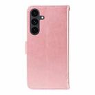 For Samsung Galaxy S25 FE 5G Tree & Cat Embossed Pattern Flip Leather Phone Case(Rose Gold) - 3